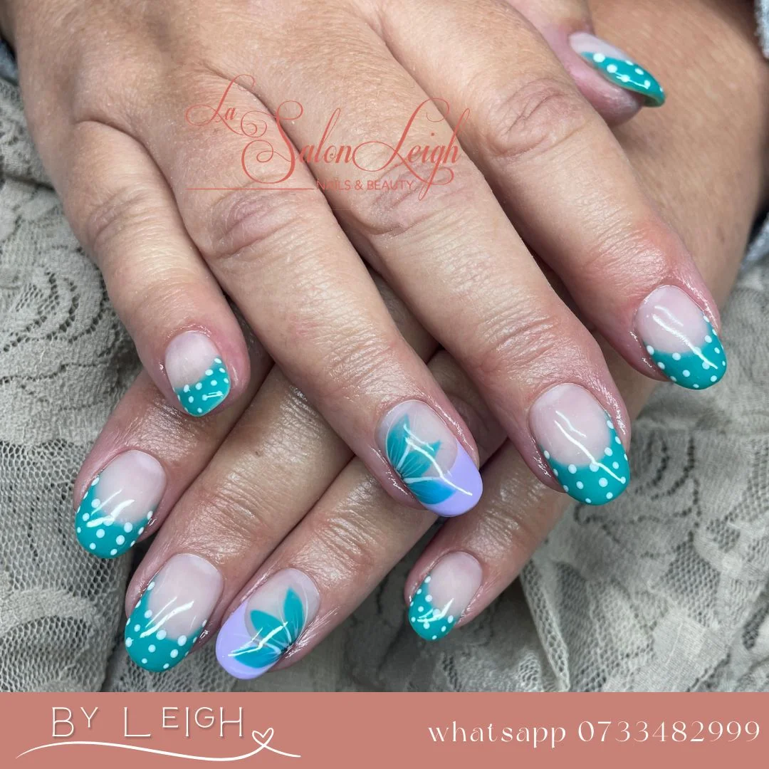 Creative nail design featuring modern geometric patterns